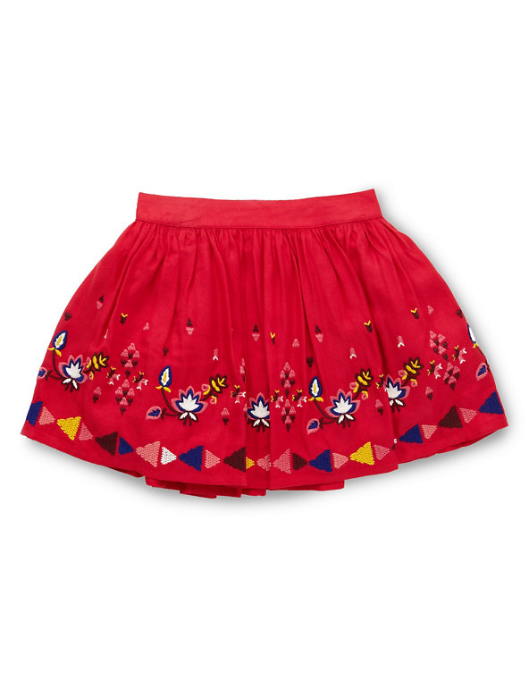 Aztec Embroidered Adjustable Waist Skater Skirt (1-7 Years) Image 1 of 2