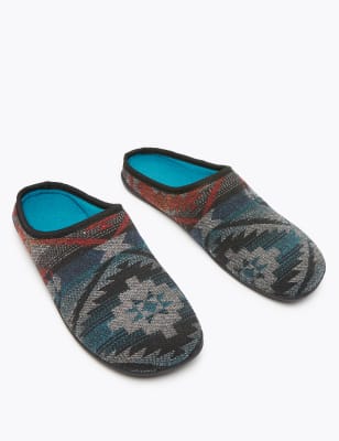 Aztec Pattern Mule Slippers M S Collection M S