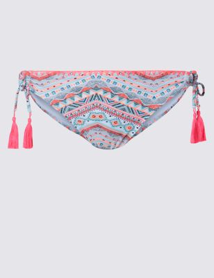 Aztec Print Embroidered Hipster Bikini Bottoms Image 2 of 4