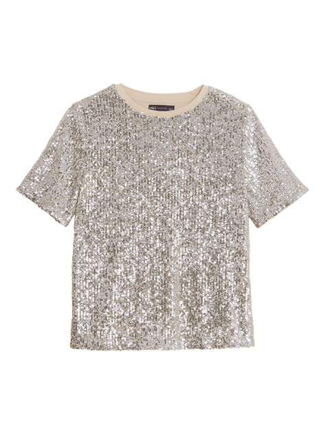M&S Sequin Regular Fit T-Shirt