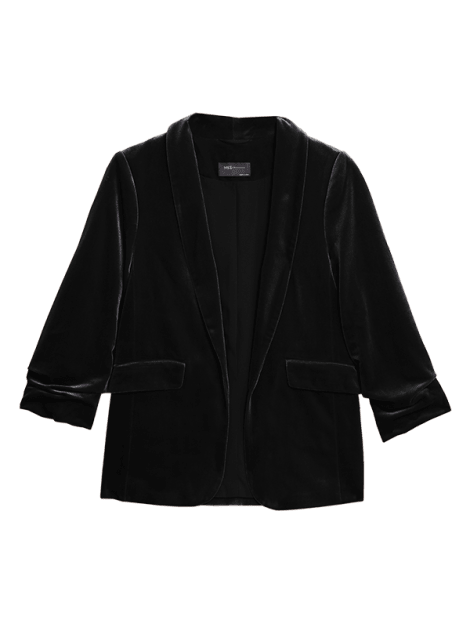 M&S Velvet Ruched Sleeve Blazer