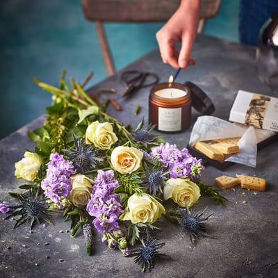 White funeral wreath, Scent & Violet, flowers and gifts