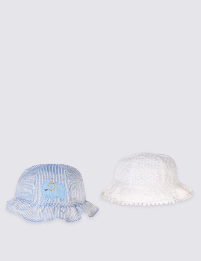 Baby 2 Pack Pure Cotton Hats 1 of 1