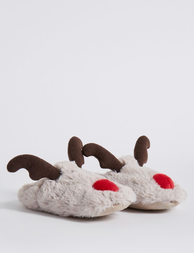 Baby Faux Fur Reindeer Pram Shoes 1 of 4