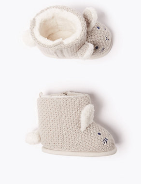 Baby Knitted Rabbit Riptape Boots (0-18 Months) Image 2 of 5