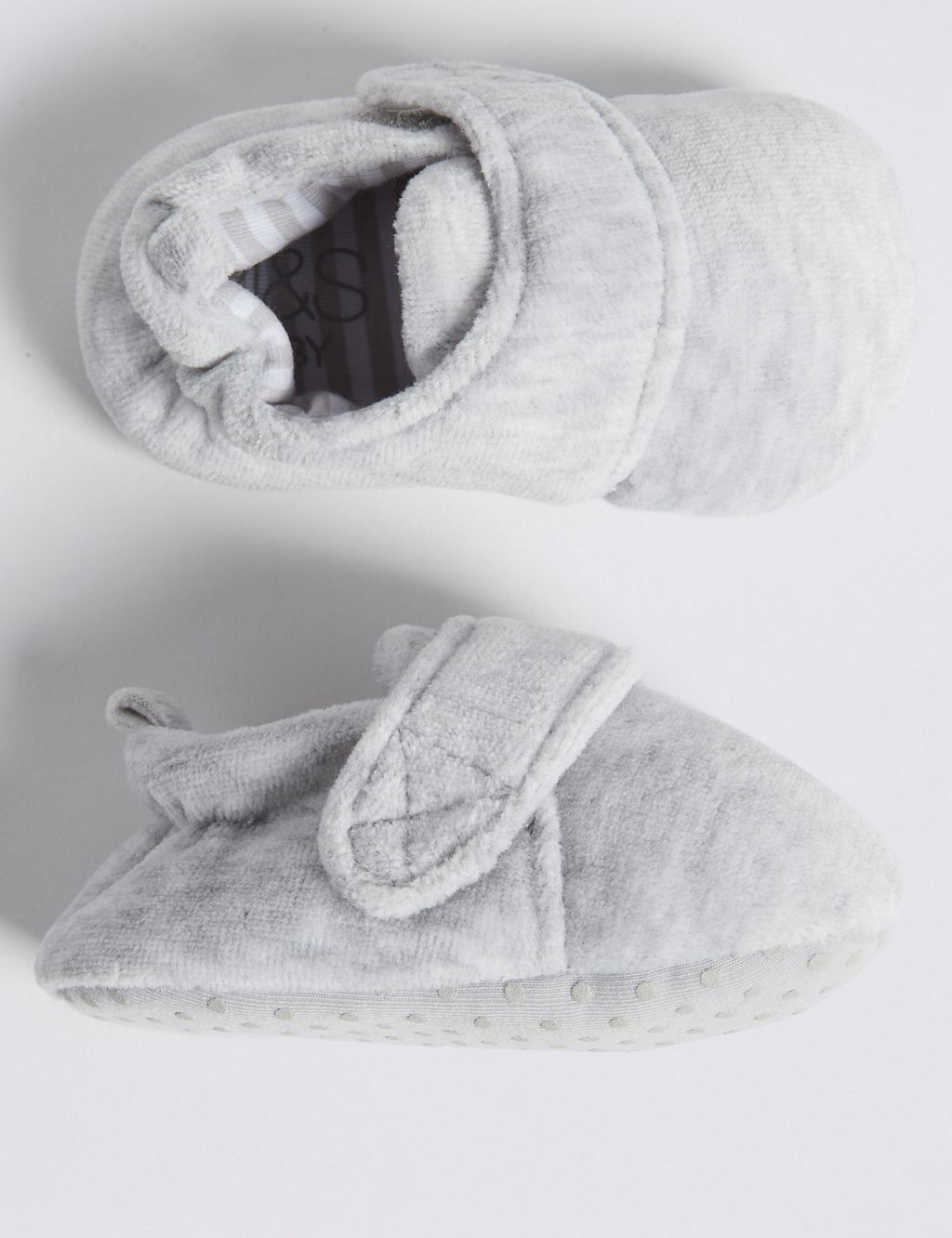 Baby Padded Riptape Slippers (0-18 Mths) | M&S