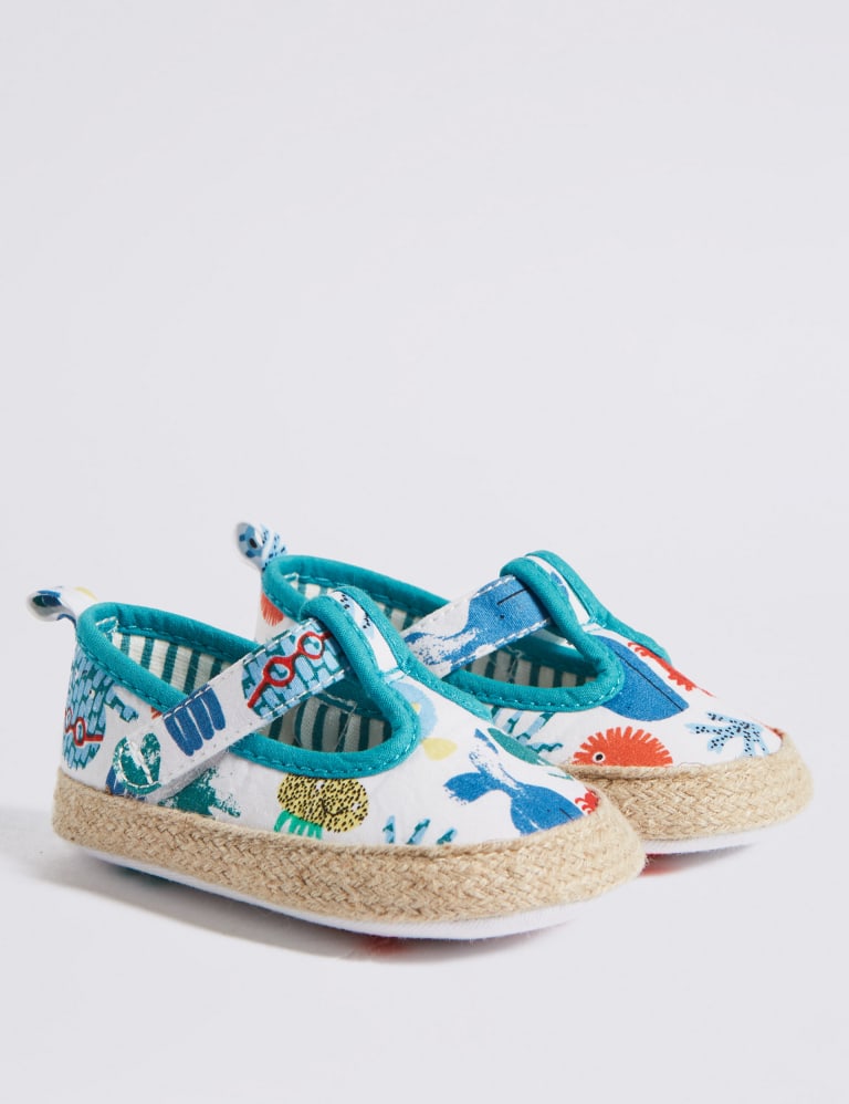Baby Printed Espadrille Pram Shoes 0 18 Months M S