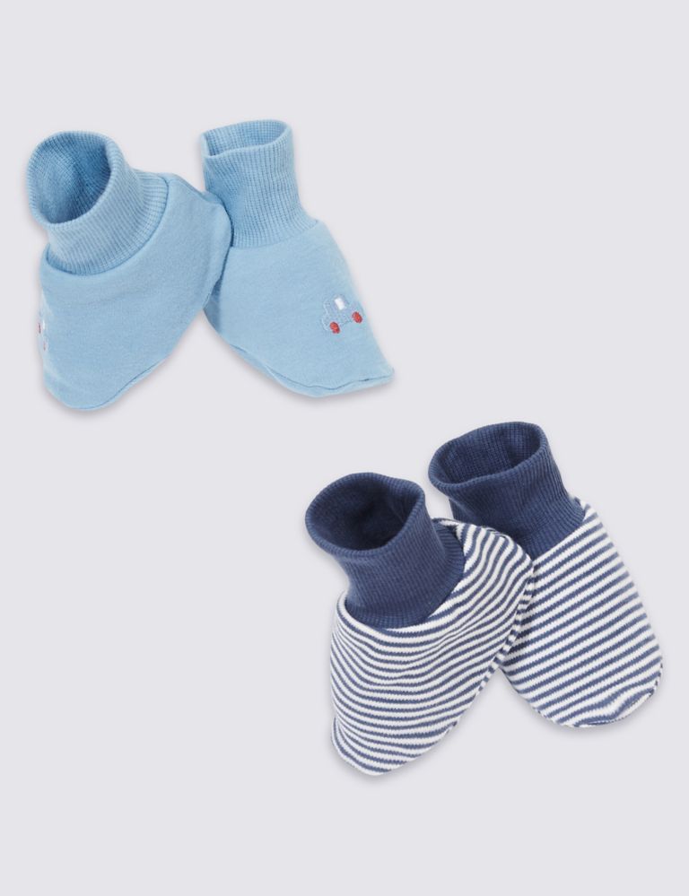 Baby Pure Cotton Striped Car Booties 1 of 4