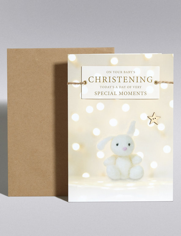 Baby Rabbit Christening Card Image 1 of 2