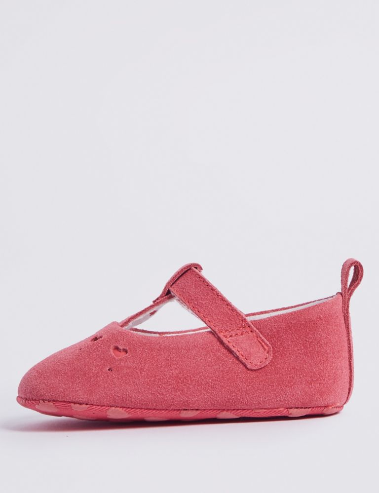 Baby Suede Heart Cut Pram Shoes 3 of 4