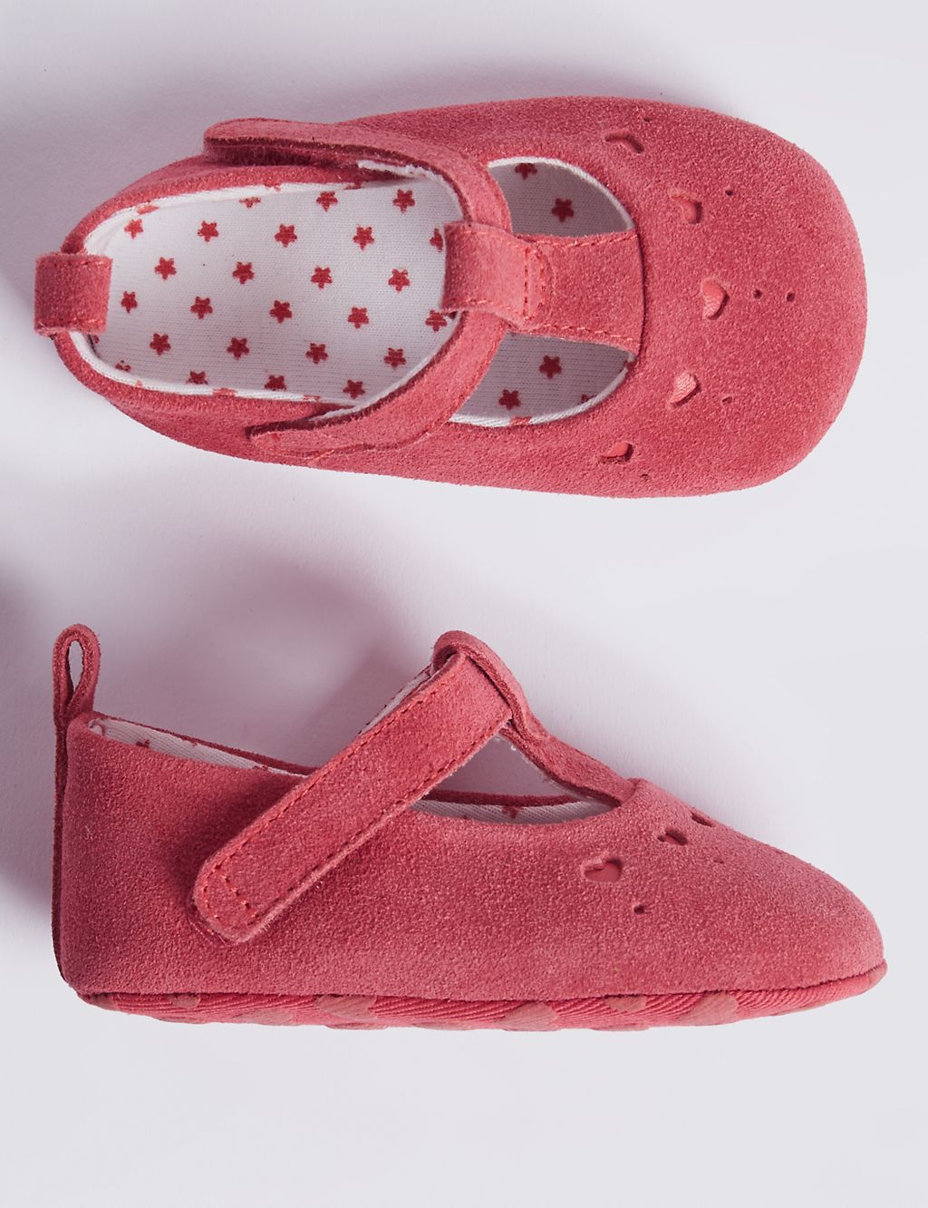 Baby Suede Heart Cut Pram Shoes 1 of 4