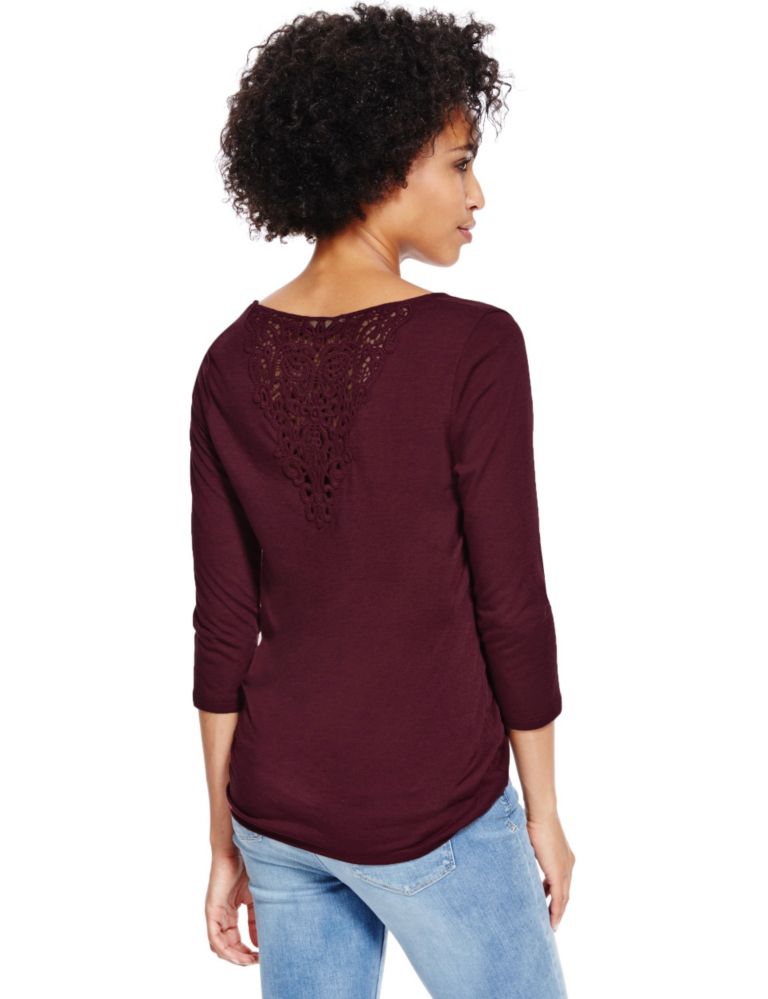 Back Lace Scoop Neck 3/4 Sleeve T-Shirt 4 of 4