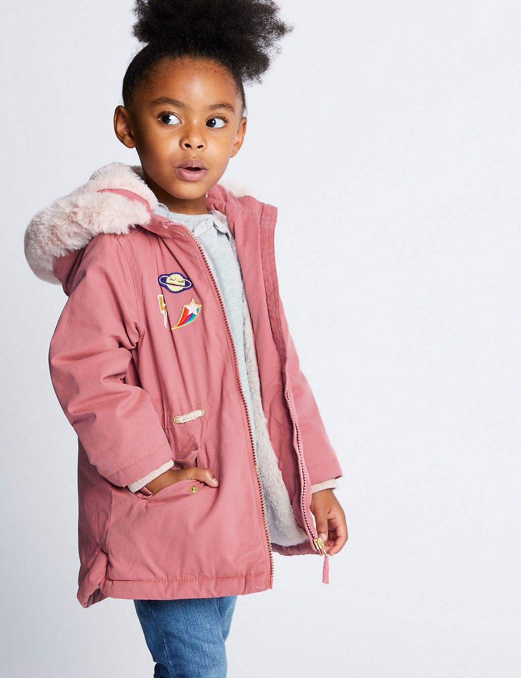Badged Faux Fur Parka (3 Months - 7 Years) 3 of 5