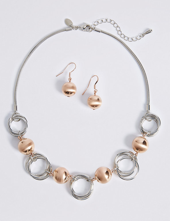 Ball Link Necklace & Earrings Set Image 1 of 2