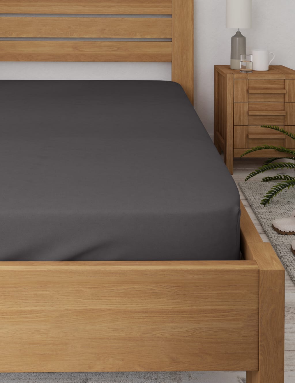 Bamboo Cotton Blend Sateen Fitted Sheet M&S Collection M&S