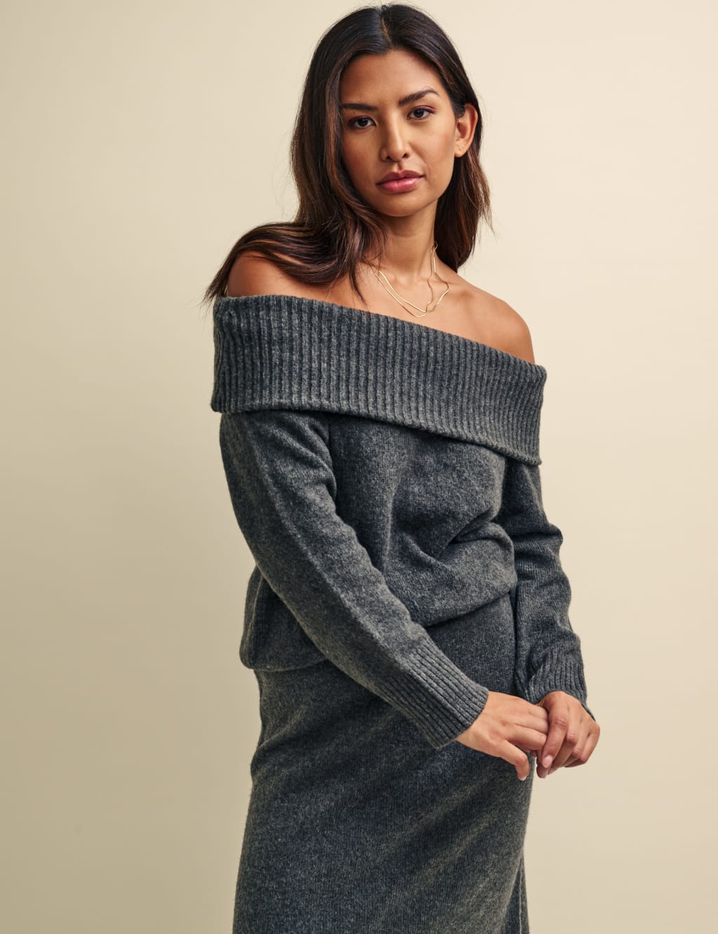 Bardot Neckline Relaxed Jumper with Wool | Nobody's Child | M&S