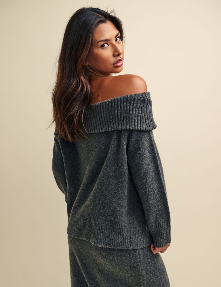 Bardot Neckline Relaxed Jumper with Wool | Nobody's Child | M&S
