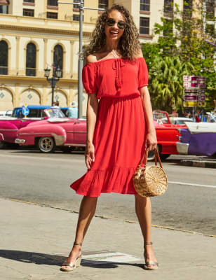 midi bardot summer dress