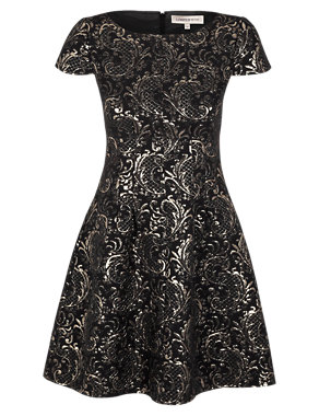 Baroque Print Fit & Flare Dress Image 2 of 4
