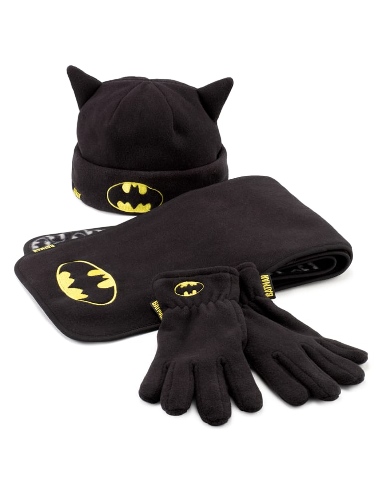 Batman Hat Scarf Gloves Set Older Boys M S