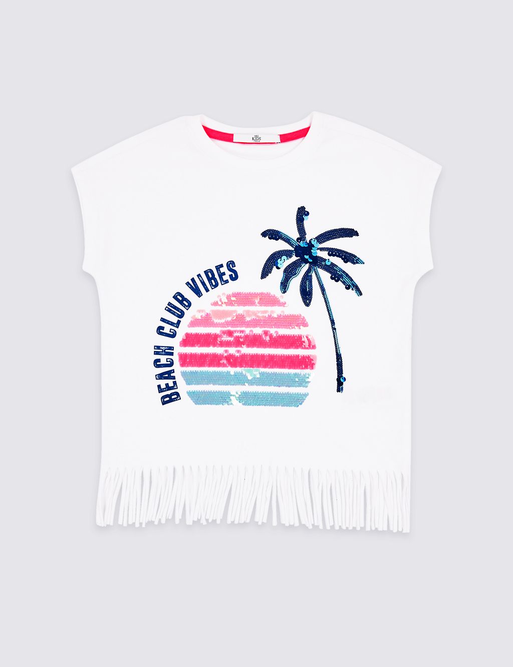 Beach Vibes Sequin T-Shirt with Fringing (3-16 Years) 1 of 3