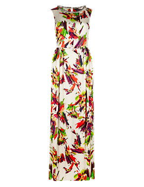 Bead Embellished Neckline Paint Print Maxi Dress Image 2 of 5
