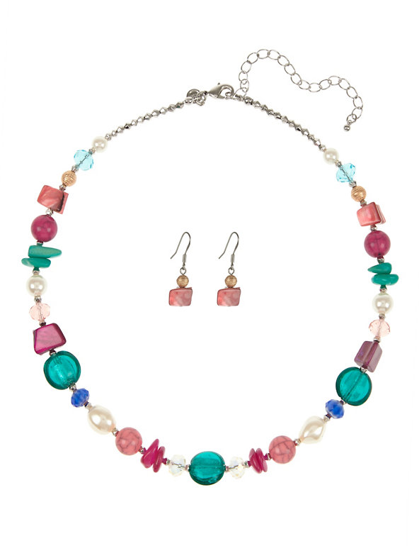 Bead Heart Pendant Necklace & Earrings Set Image 1 of 1