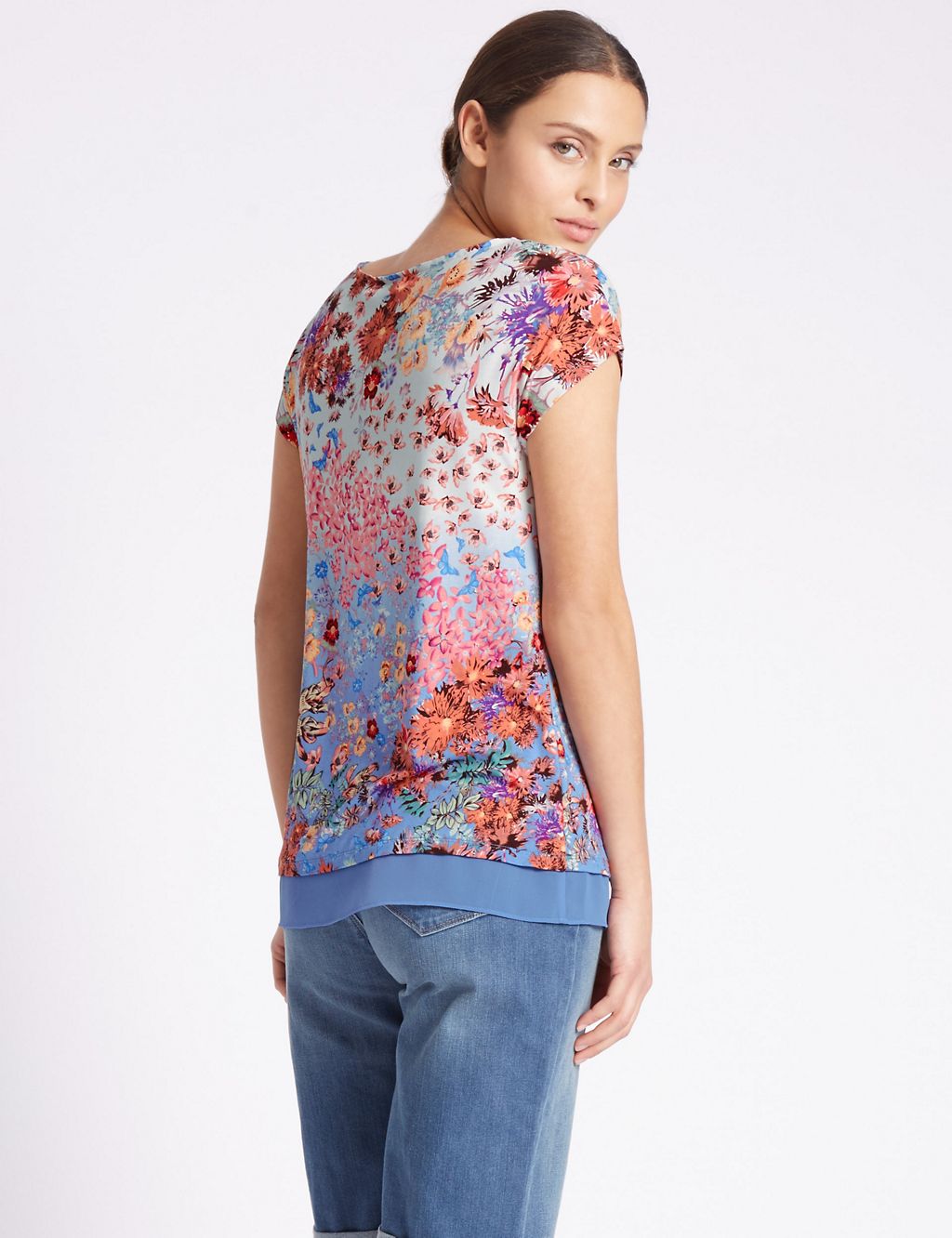 Beaded Floral Print Short Sleeve Tunic 2 of 4