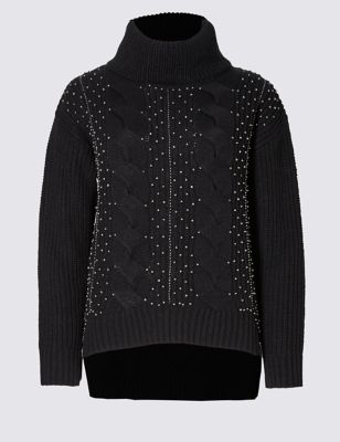 Beaded Polo Neck Jumper Image 2 of 4