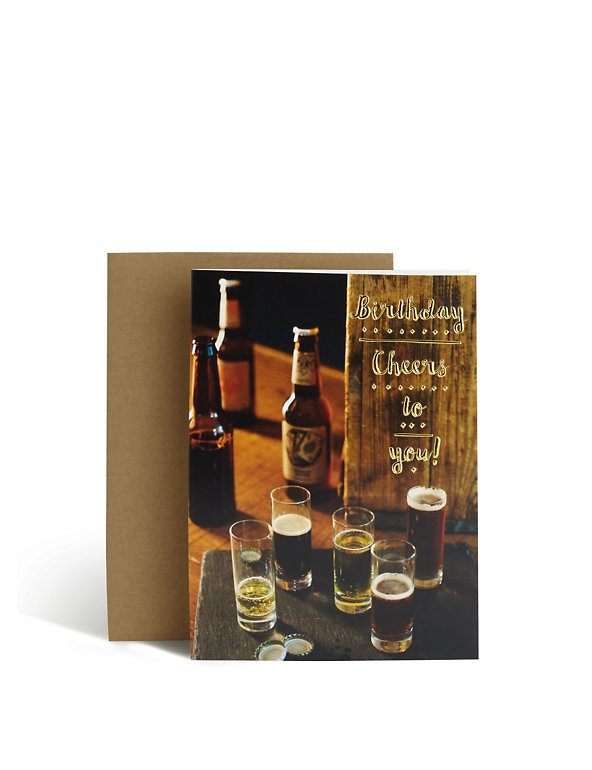 Beer & Glass Photo Birthday Card Image 1 of 2