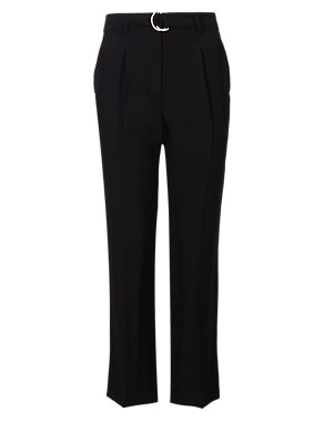 Bellted Pleat Front Cropped Trousers Image 2 of 4