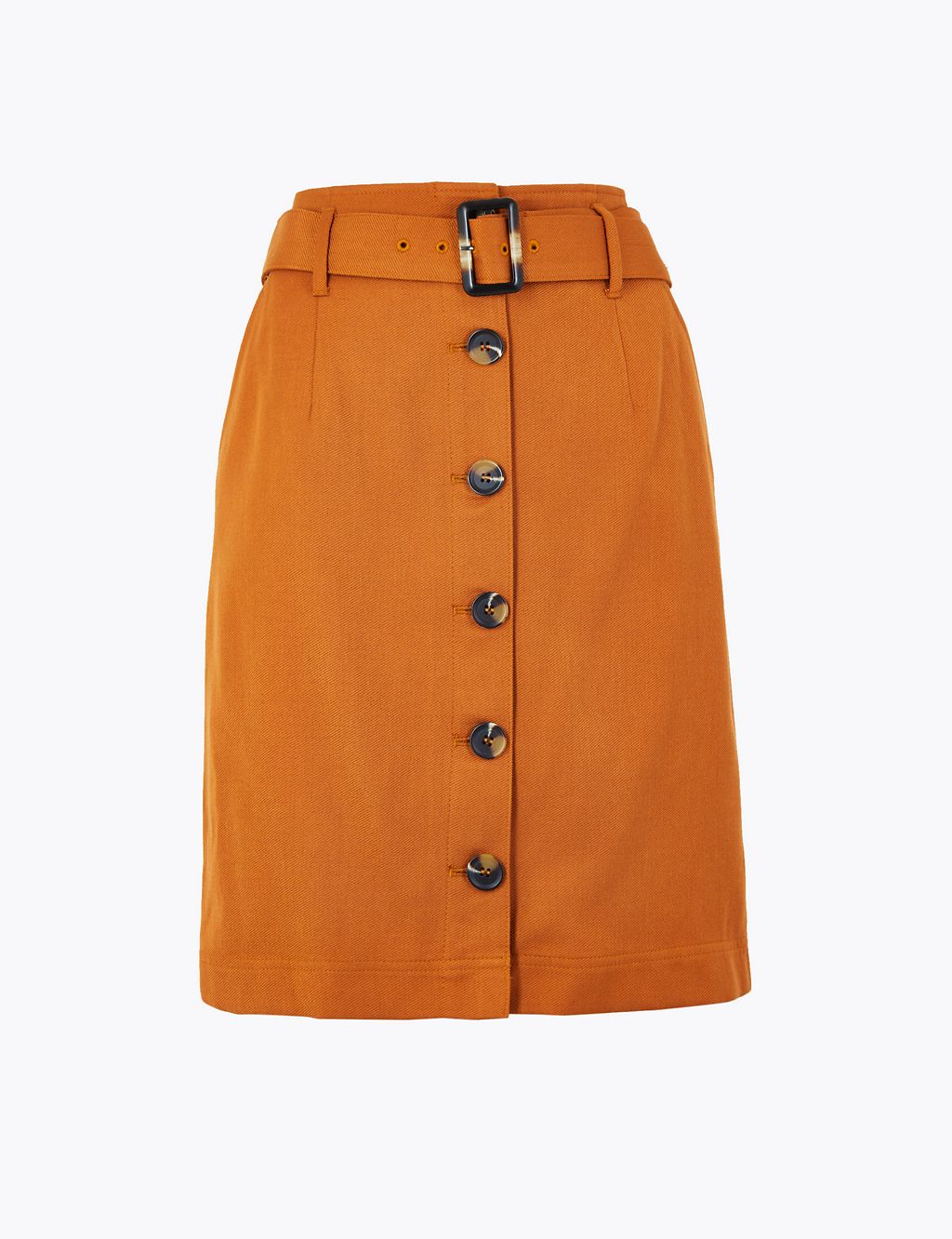Belted Button Front A-Line Midi Skirt 1 of 4