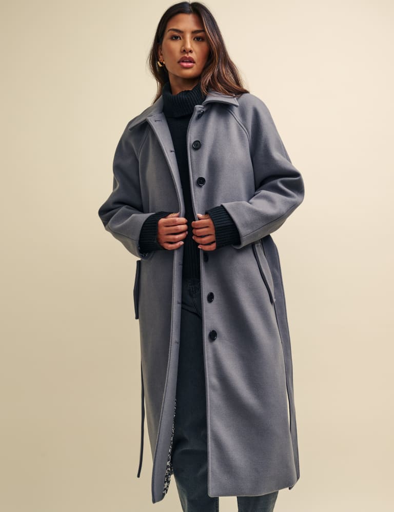 Belted Collared Longline Tailored Coat Nobody s Child M S