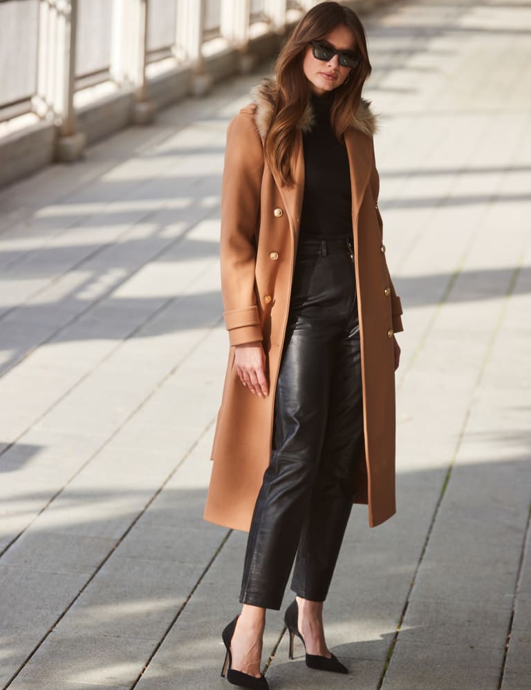 Long belted camel coat sales