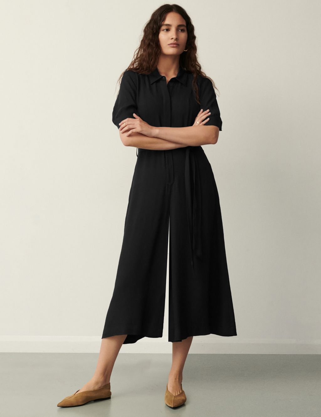 Belted Cropped Waisted Jumpsuit 2 of 3