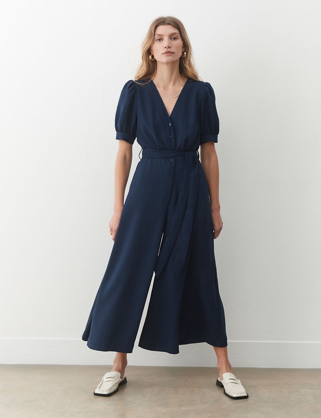 Belted Cropped Wide Leg Jumpsuit 3 of 4