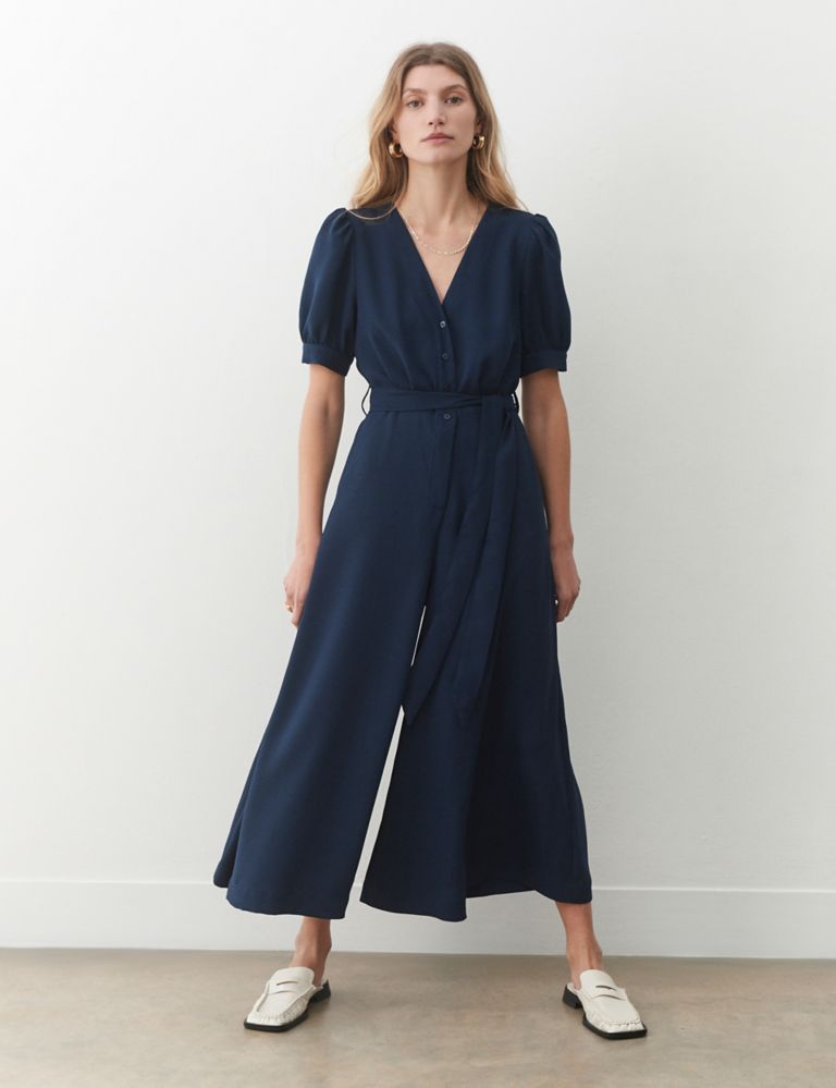 Belted Cropped Wide Leg Jumpsuit 1 of 4