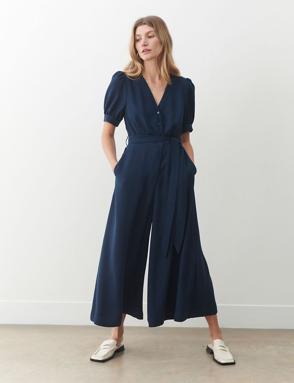 Belted Cropped Wide Leg Jumpsuit 4 of 4