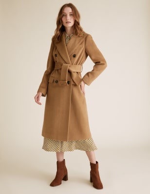 double breasted camel overcoat