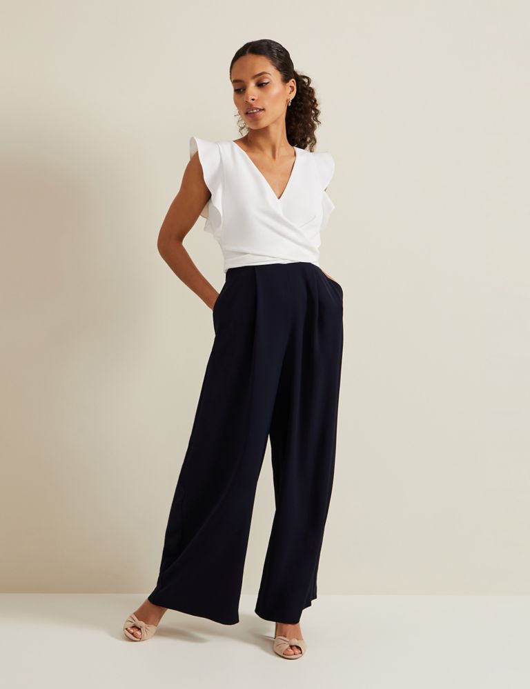 Belted Frill Detail Sleeveless Jumpsuit 1 of 8