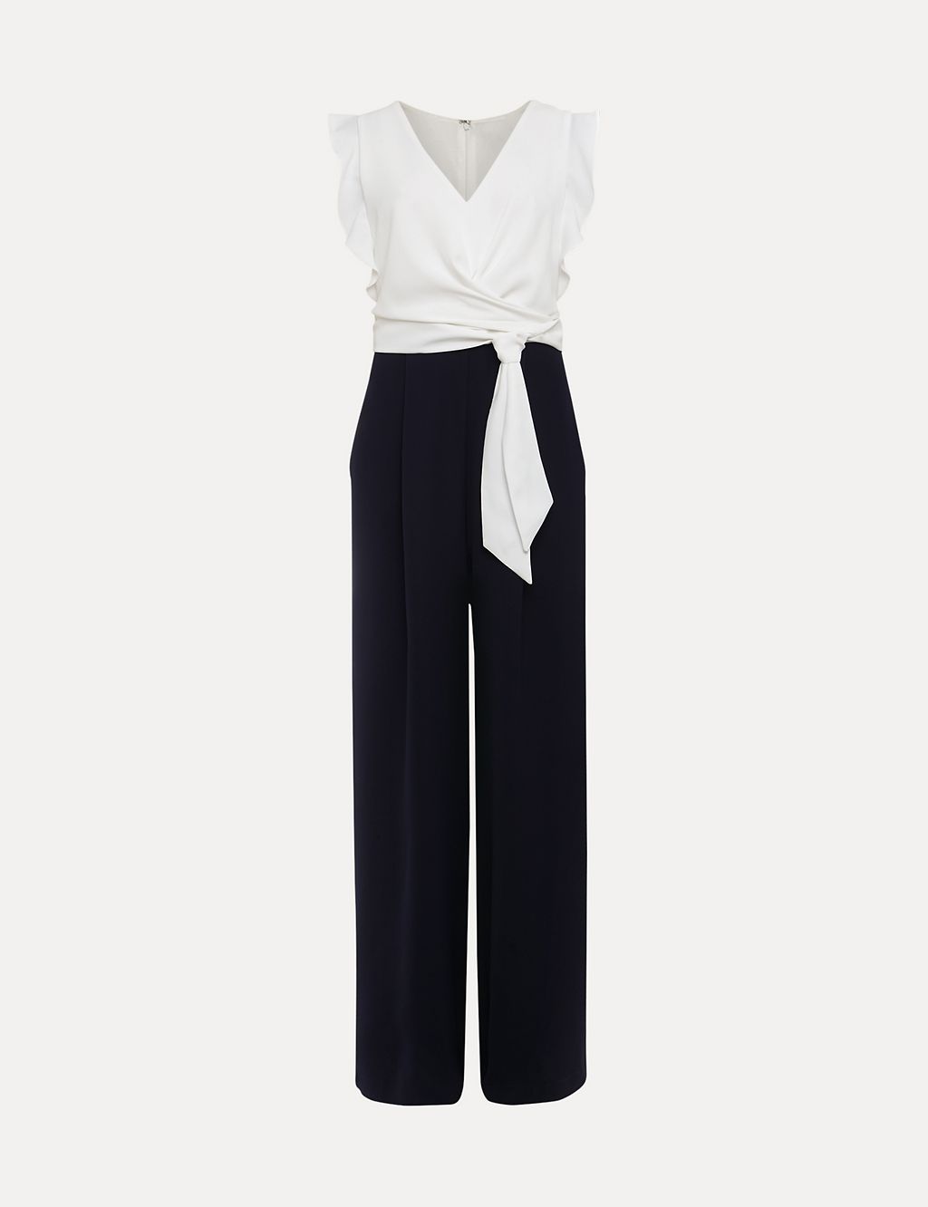 Belted Frill Detail Sleeveless Jumpsuit 1 of 8