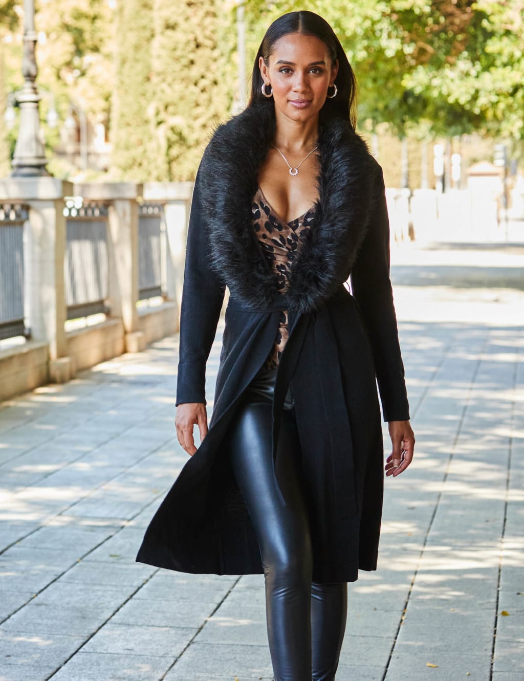 Long black belted cardigan 2025