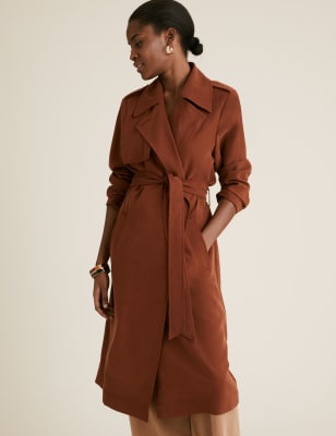 belted double breasted longline coat