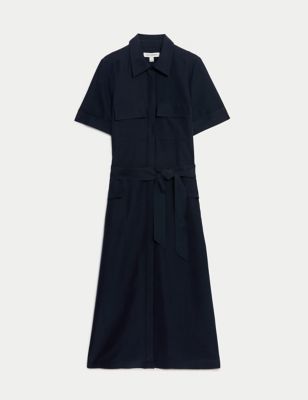 Belted Midaxi Utility Shirt Dress Image 2 of 5