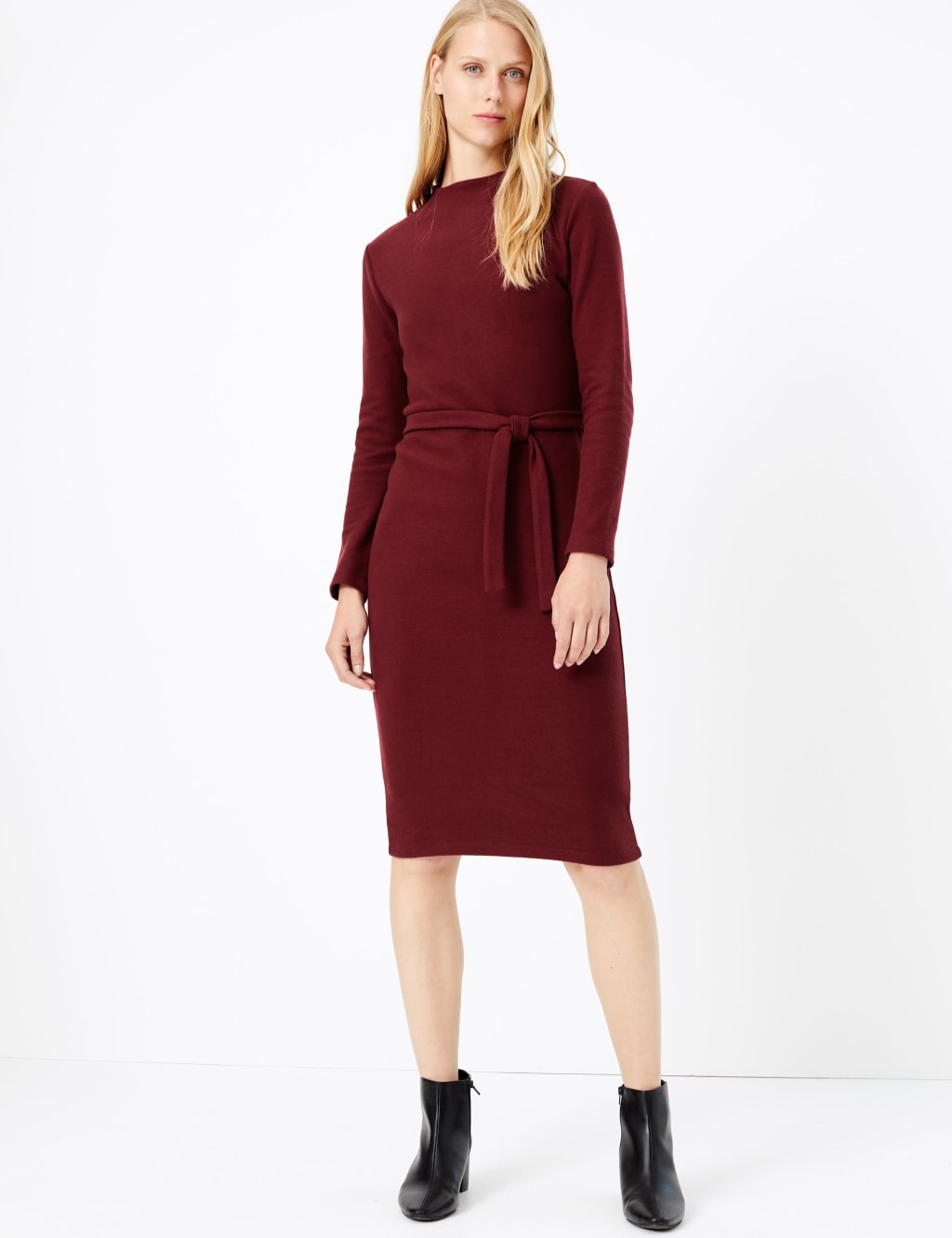 Belted Midi Shift Dress 1 of 4