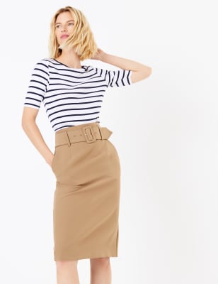 Belted Pencil Skirt