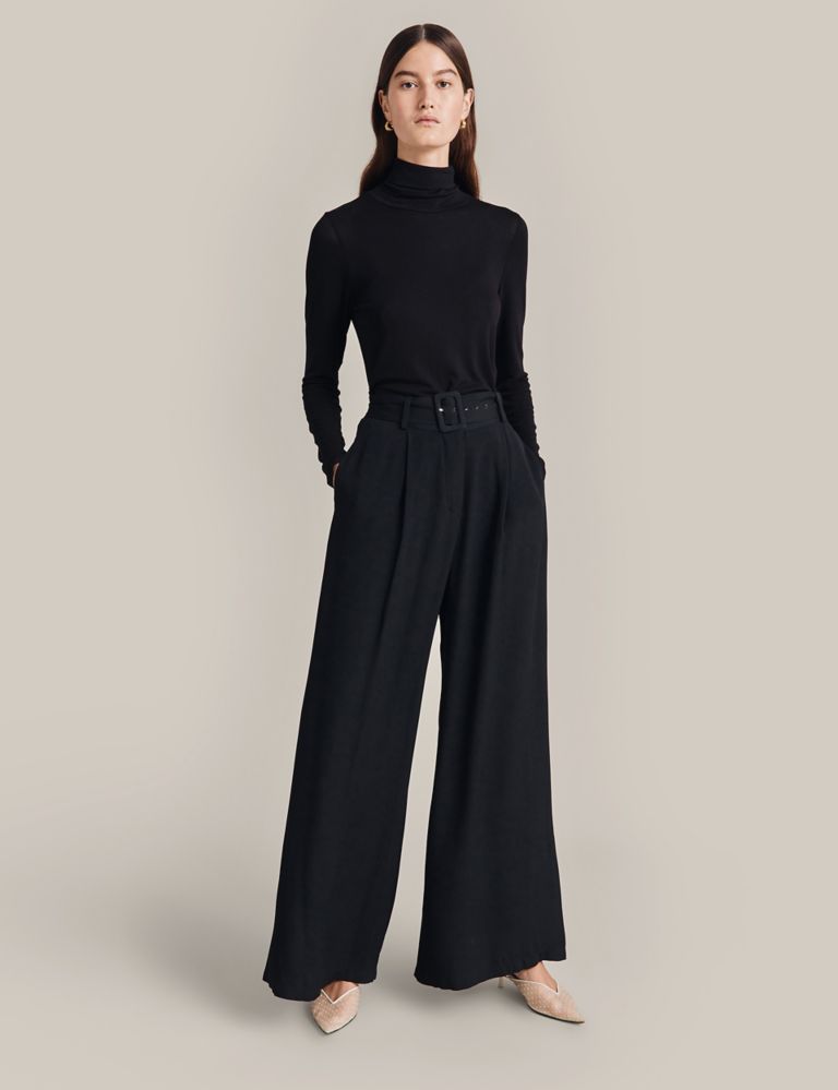 Belted Pleat Front Wide Leg Trousers | Ghost | M&S