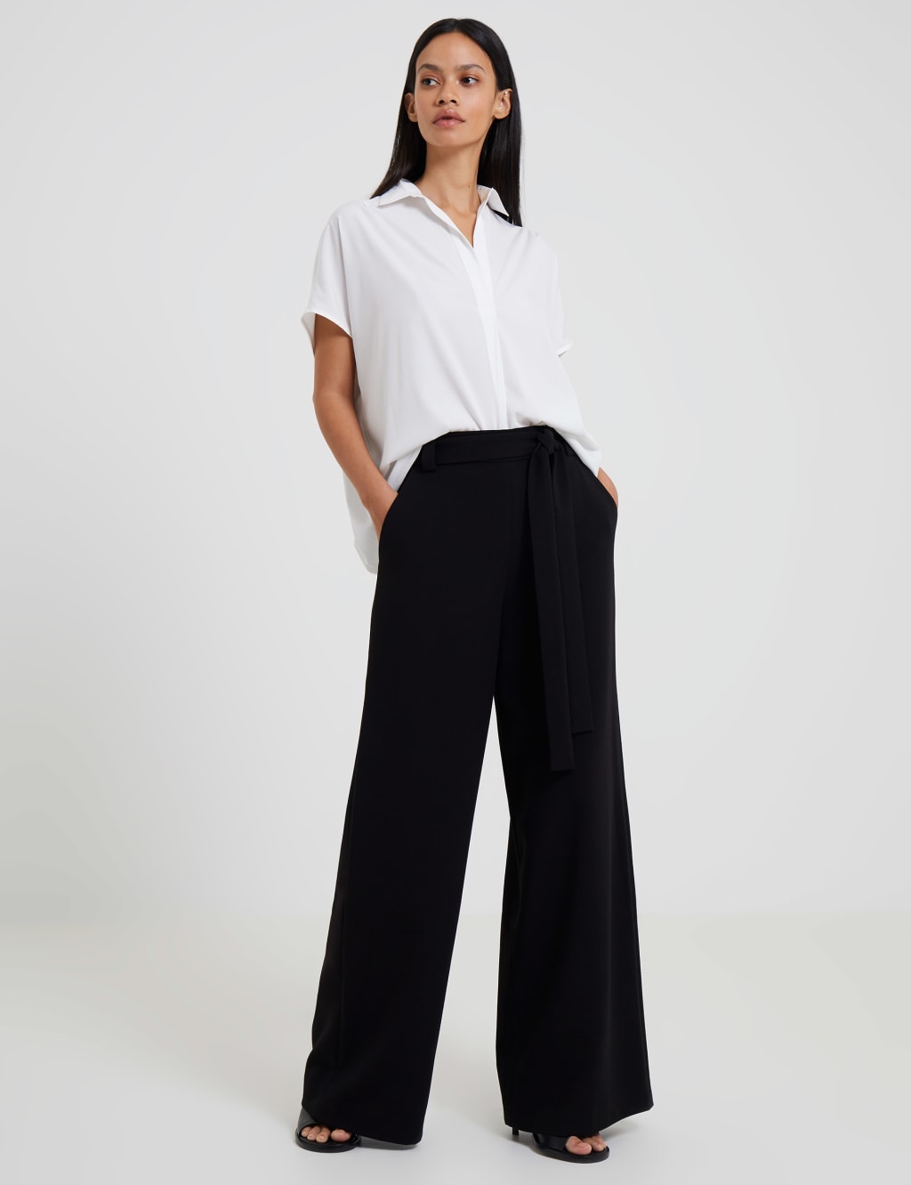 Belted Relaxed Wide Leg Trousers | French Connection | M&S