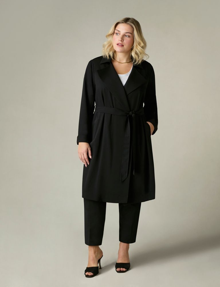 Belted Revere Collar Relaxed Tailored Coat 1 of 6