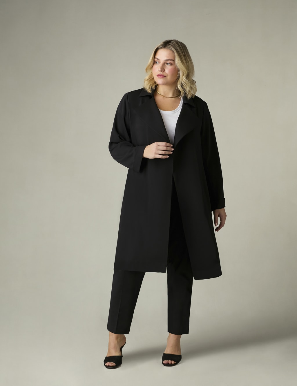 Belted Revere Collar Relaxed Tailored Coat 2 of 6